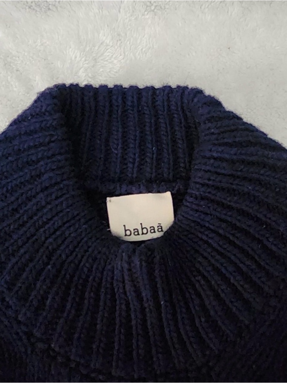 Babaa No 15 Navy Ribbed Crewneck Oversized Sweater 100% Wool - Picture 2 of 9